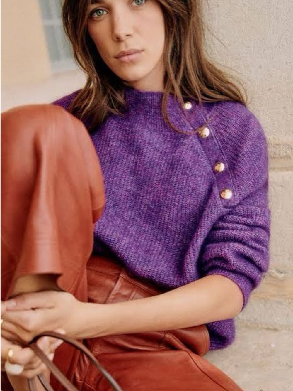 Sezane Trudy Jumper Purple - Size XS